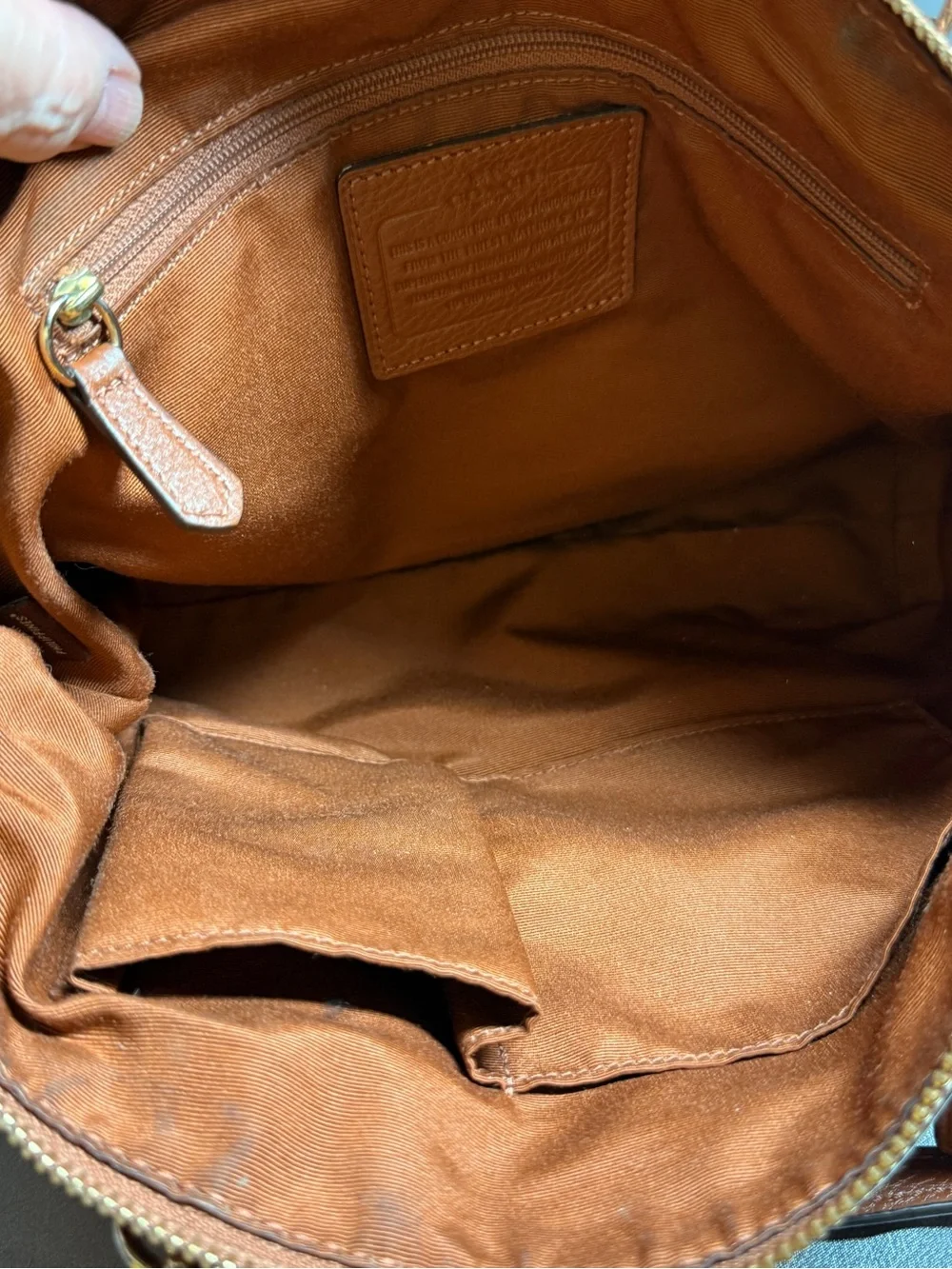 Coach Pebbled Leather Satchel Tote - Chestnut Brown with Gold Hardware